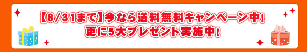 今なら送料無料、代引き手数料無料!キャンペーン中!更に4大プレゼント実施中!